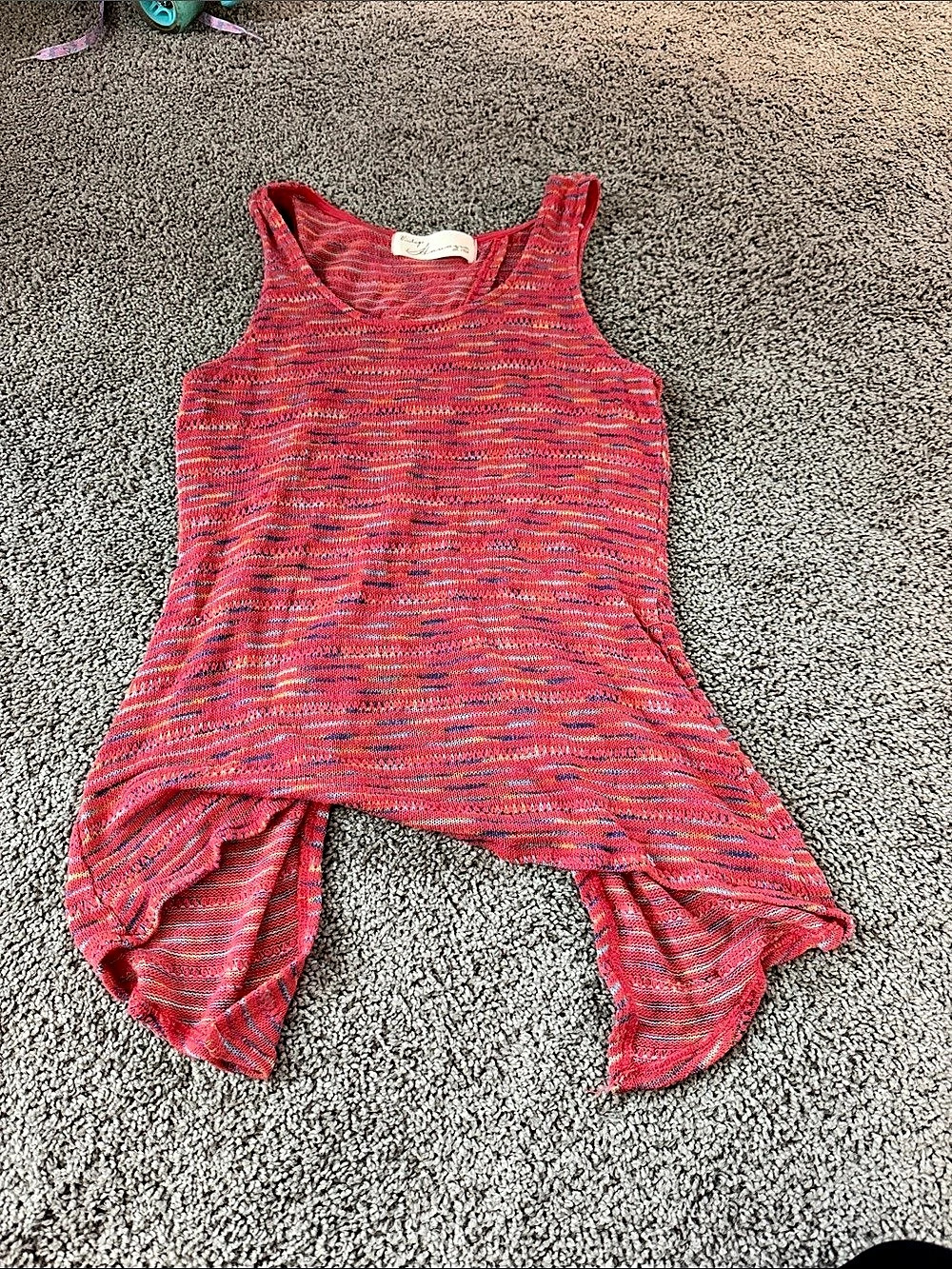 Vintage Havana Striped Draped Tank Top in Pink & Blue Size Medium